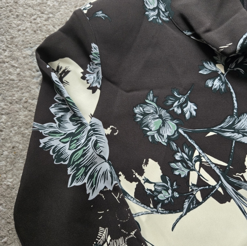 Reiss Black and Cream Floral Midi Dress - Picture 5 of 8